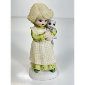 Vintage  Enesco  "Thursday's Child"    E-4712   Girl With A Cat  -   Retired